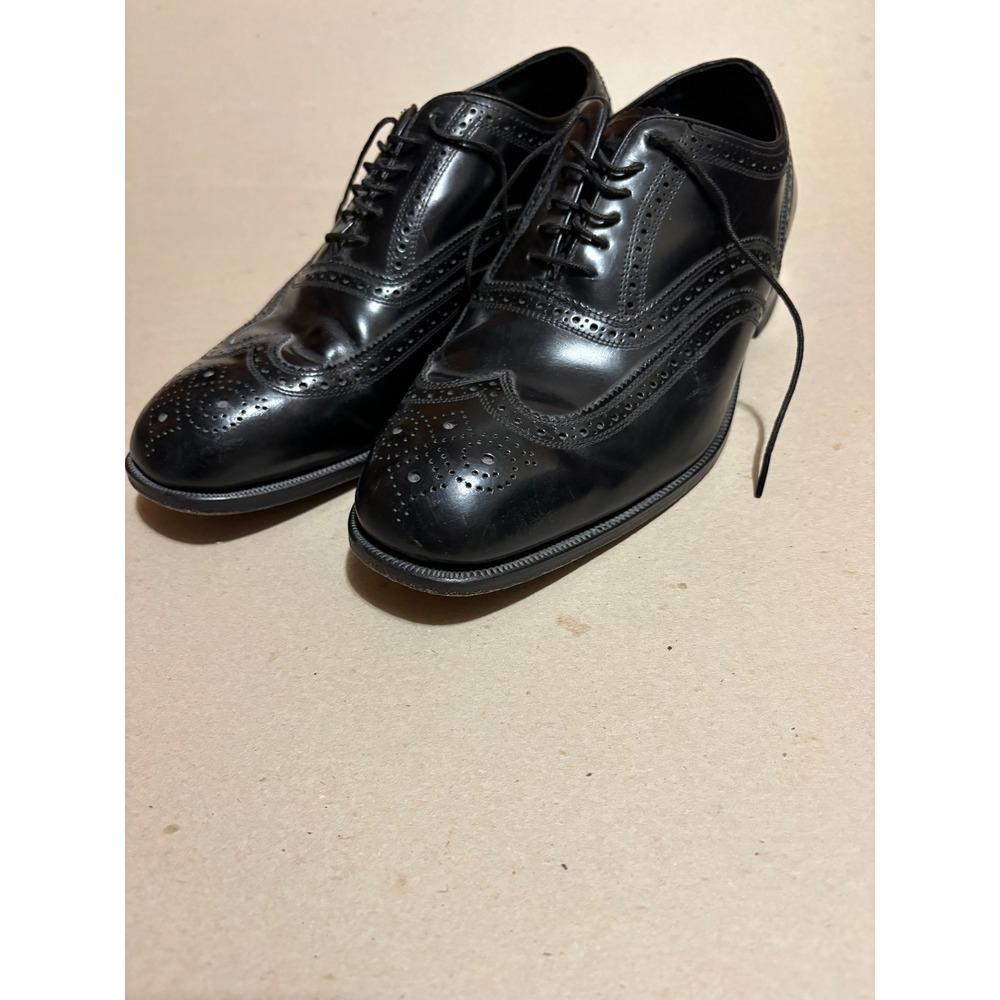 Florsheim Imperial Mens Black Leather Wingtip Brogue Oxford Shoes 10.5 EEE
